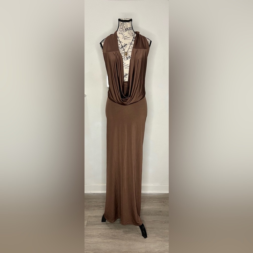 Va Va Voom Chocolate Backless Halter Dress